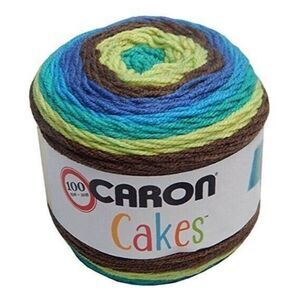 Caron Cakes Yarn Gelato Worsted Wool Self Striping Brown Blue Green (4 Pack)
